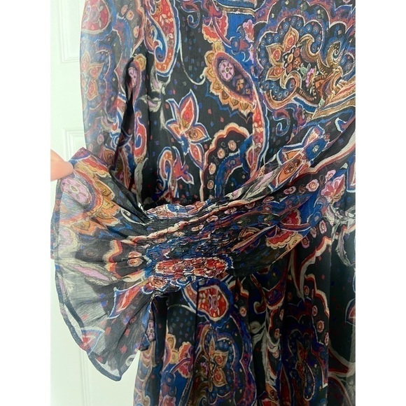 Zara Black Chiffon Floral Paisley Printed High Neck Mini Dress Size Small - Picture 9 of 9